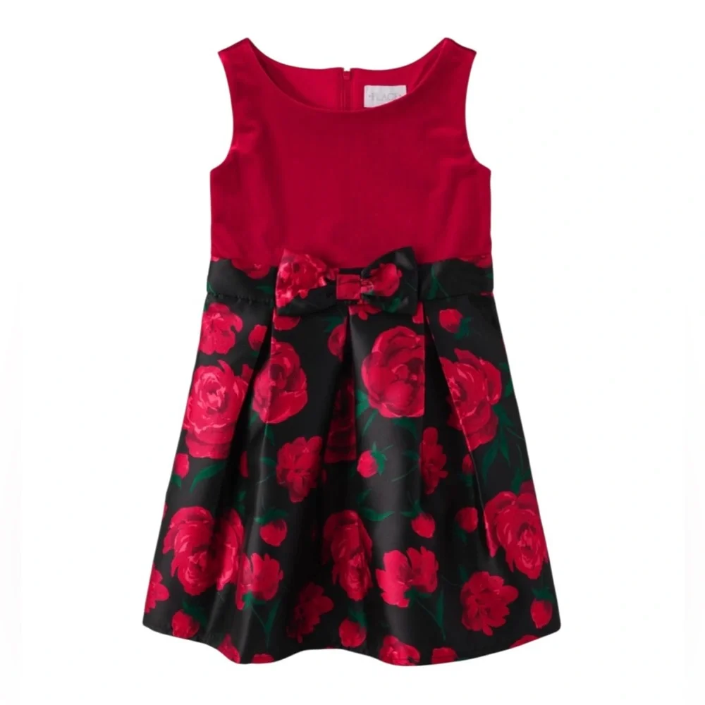 Children’s Place Velvet and taffeta Floral dress. Size 8